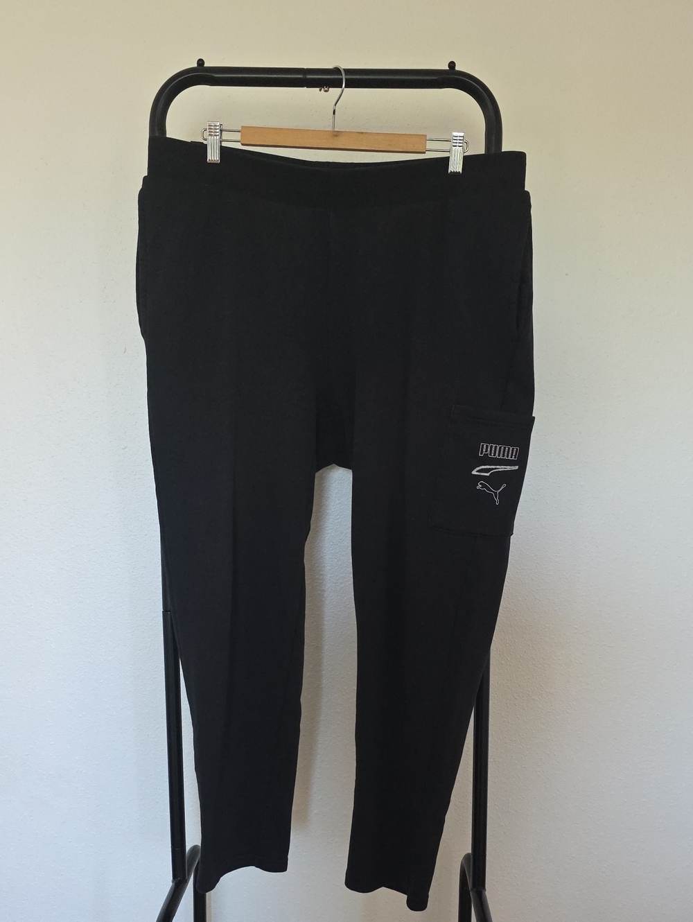 Puma Black Cargo Jogger Pants with Logo Patch